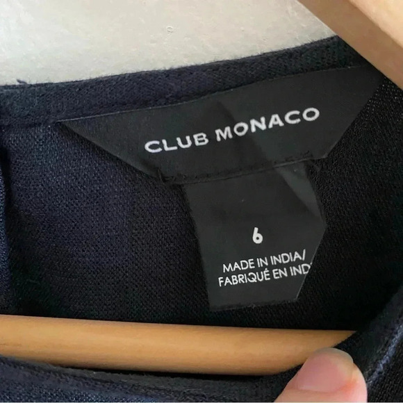 Club Monaco Luceenie Eyelet Detail Linen Shift Dress Navy/Black Sz 6 Tunic - Picture 4 of 8